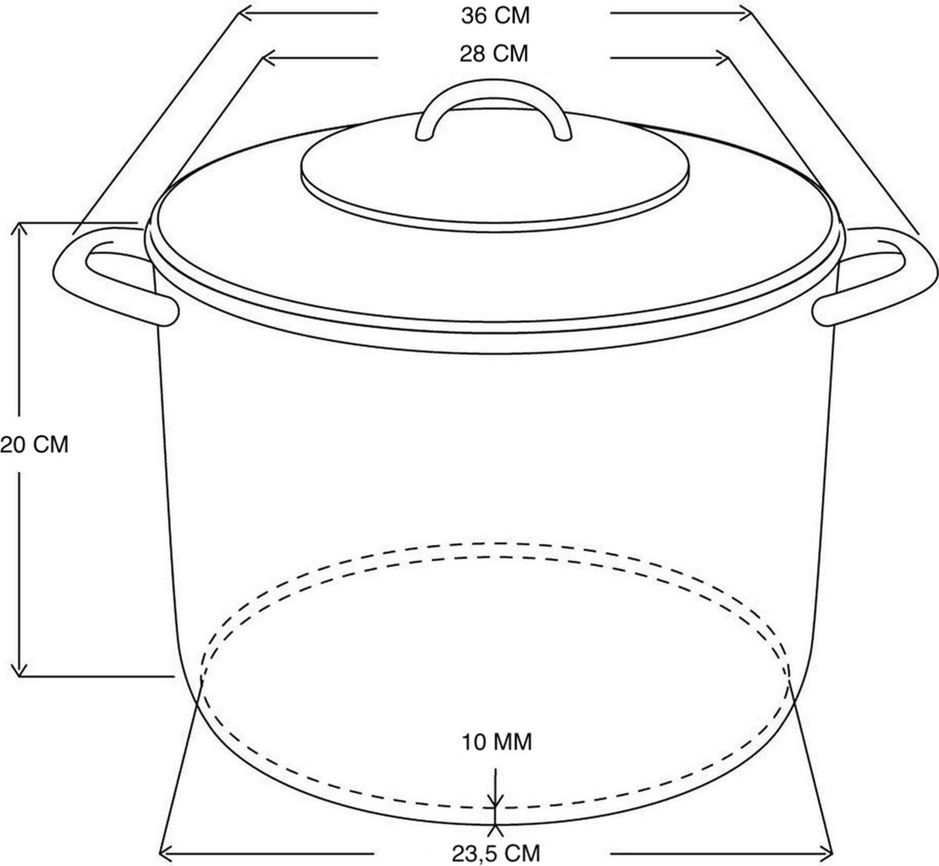 Deksi soeppan met glasdeksel 10liter ø26cm alle warmtebronnen