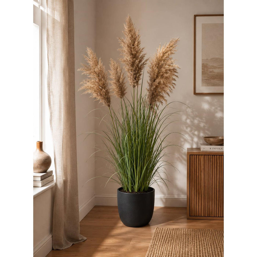 Deco plant met pampasgras 120cm in kunststof pot