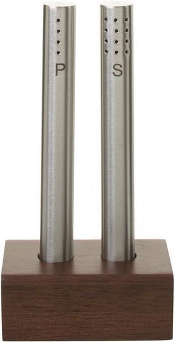 Wmf peper- en zoutstel - rvs en acaciahout - 15 cm - elegant design - duurzaam - handmatig