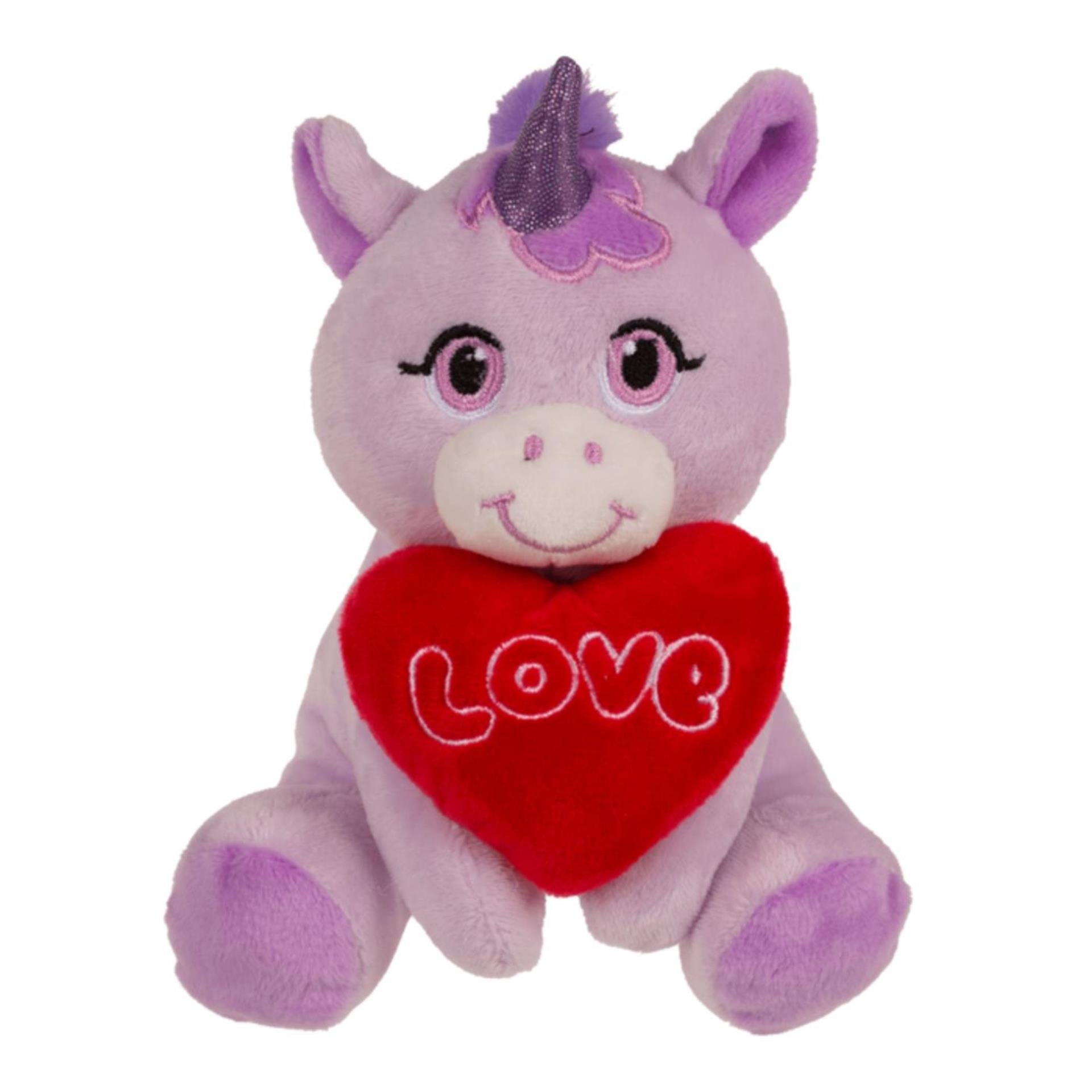 Ootb pluche eenhoorn met hart 16x11cm
