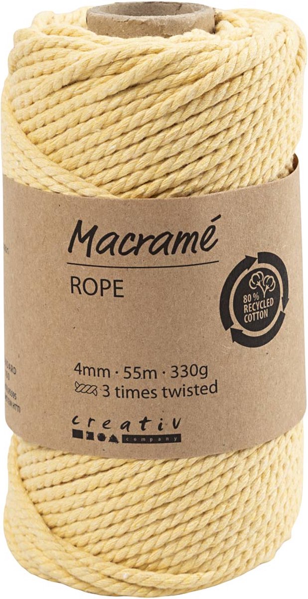 Creativ company macramékoord lichtgeel, 55m