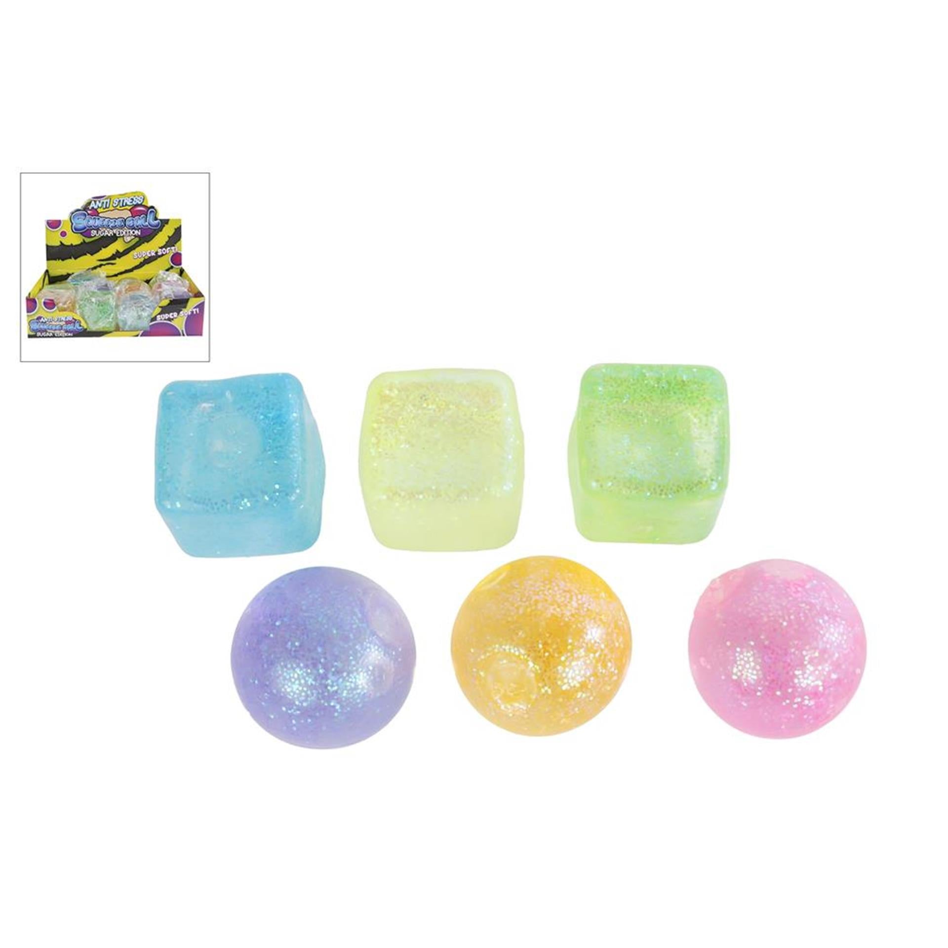 Suger mellow knijp bal en vierkant met suikergel 6cm kleur