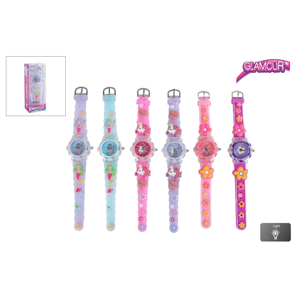 Glamour meiden analoog horloge met licht 6 assorti