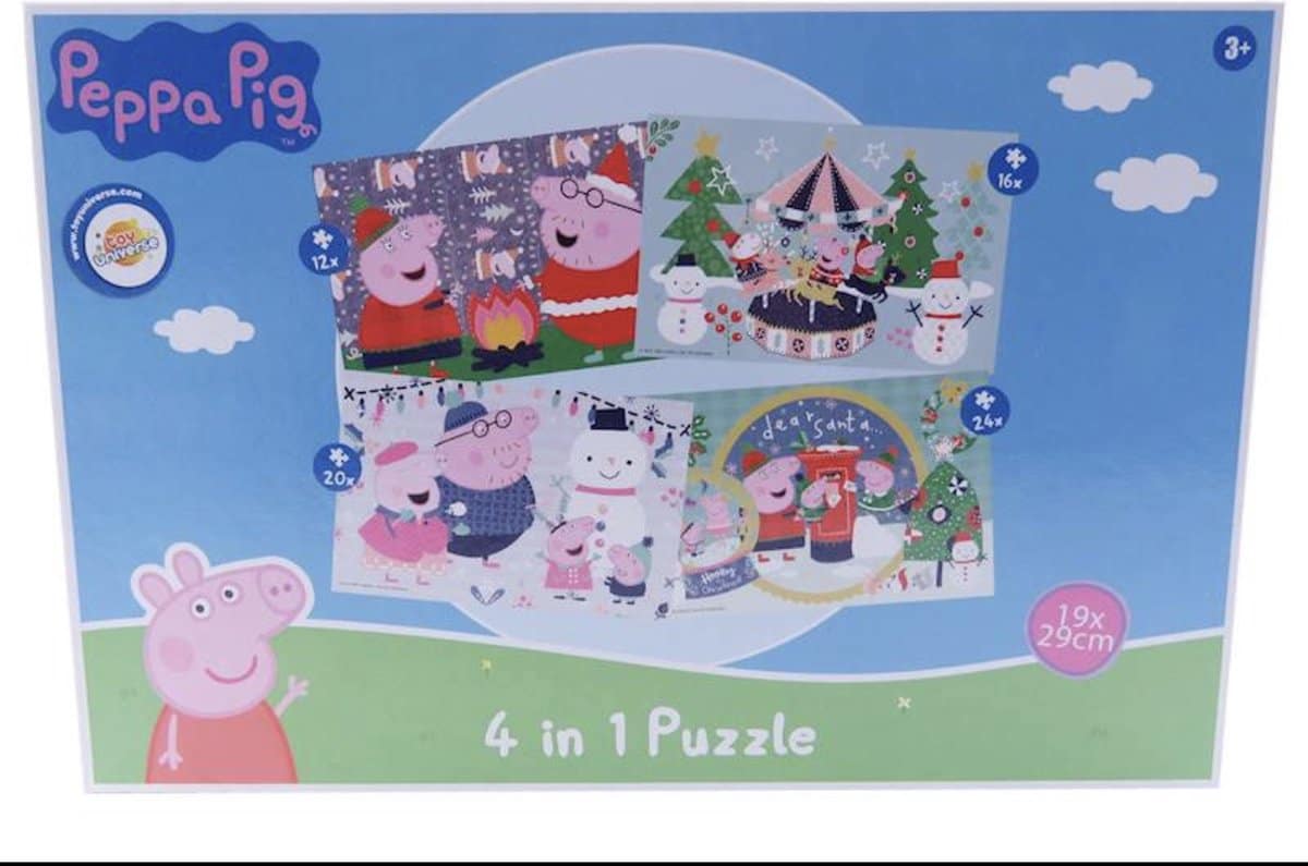 Peppa pig kerstpuzzels - 4in1 - 12+16+20+24 stukjes
