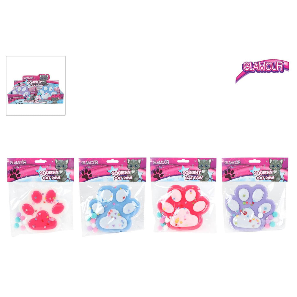 Glamour squishy mega kattenpoot 12,5cm 4 assorti