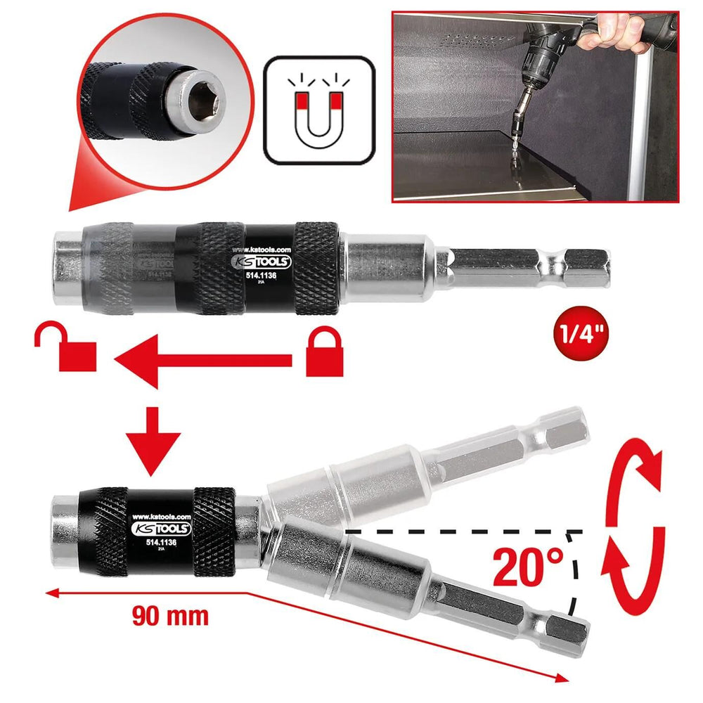 Ks tools bithouder magn. quick-release bit h 1 4 m.joint