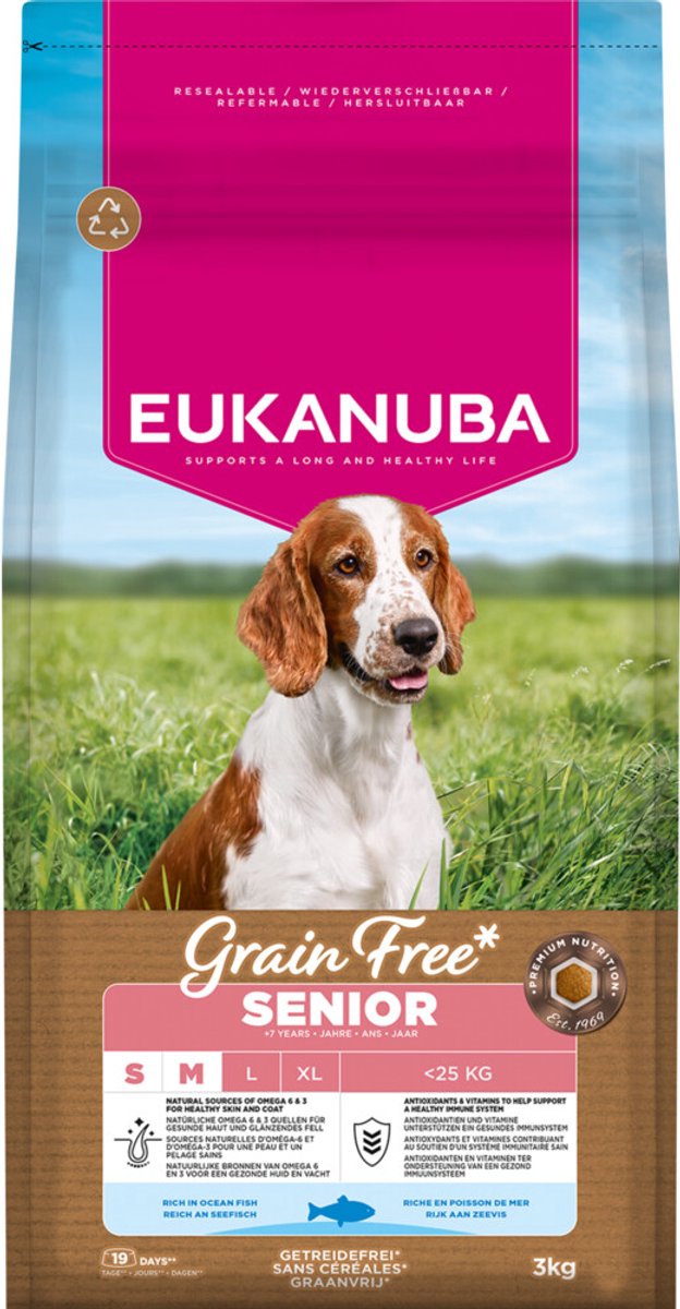 Eukanuba grain free senior small medium breed zeevis - hondenvoer - 3 kg