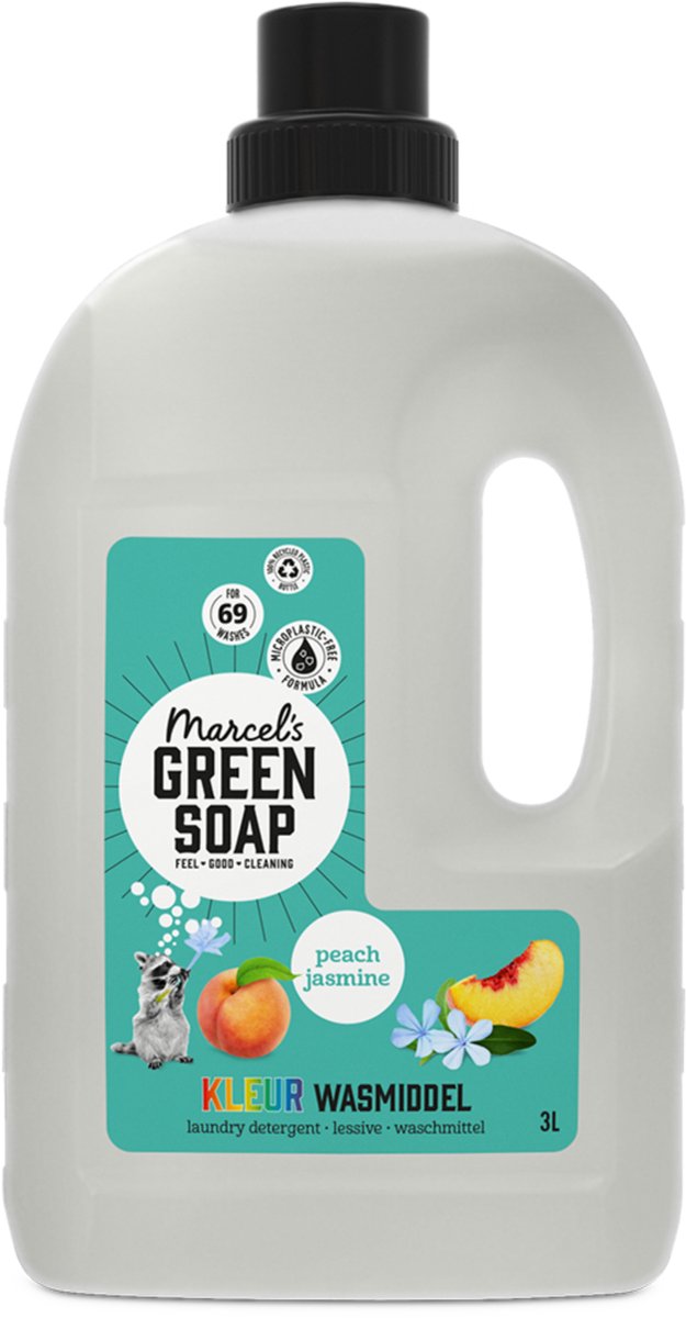 Marcel's green soap kleur wasmiddel - grootverpakking - perzik jasmijn - 3l - 69 wasbeurten