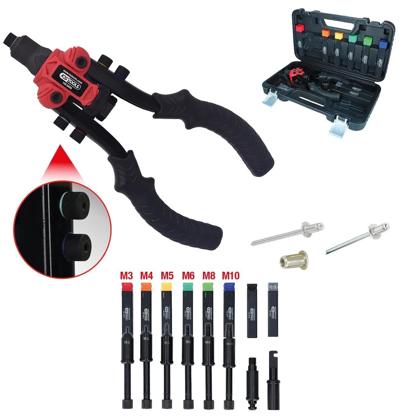 Ks tools zangensatz 3 in 1 3 in 1 hand riveters set anz. parts 15