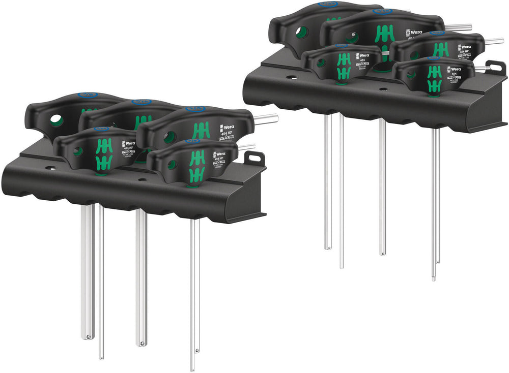 Wera 454 10 hf set imperial 1 stiftsleutelset t-greep hex-plus (zwart groen, met vasthoudfunctie, duims, 10-delig)