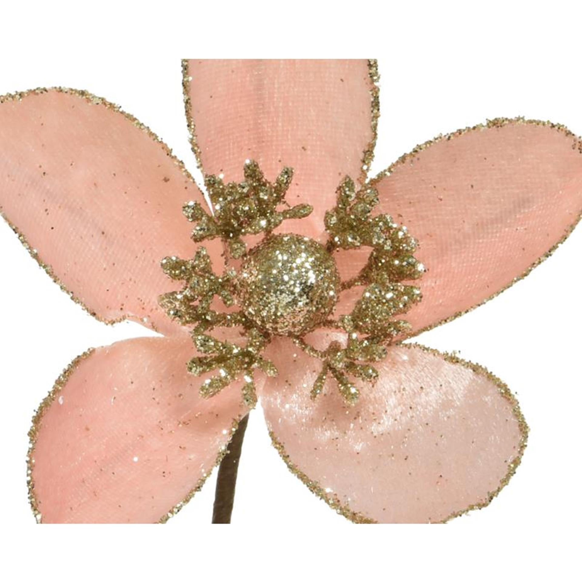 Decoris bloem met glitters op clip dia12cm