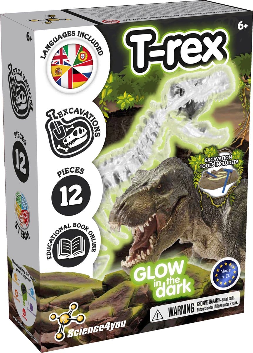 Science 4 you experimenteerdoos t-rex glow in the dark set