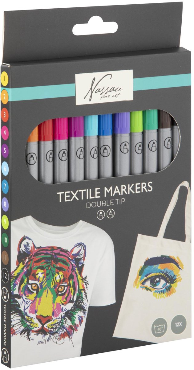 Creative craft group nassau textiel dual markers - 12st.