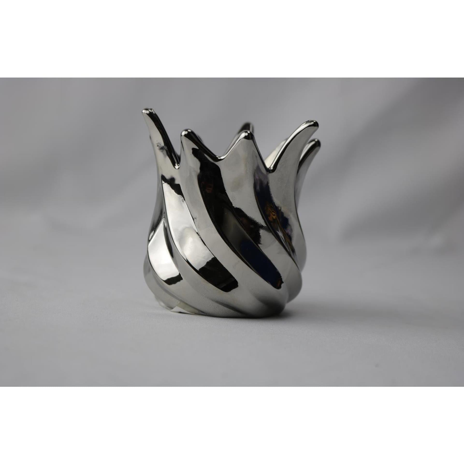 Mansion atmosphere waxinelichthouder tulp grijs 9x9x9,3cm