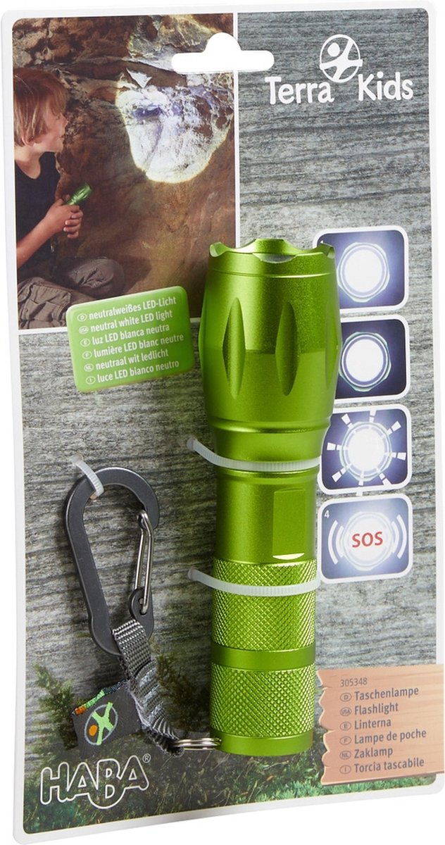 Haba zaklamp terra kids led 13 cm junior aluminium groen