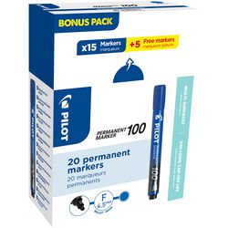 Permanent marker pilot 100 1mm blauw pak 20 stuks
