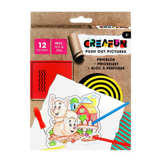 Creafun prikblok met prikpen en 12 sjablonen boerderij | 6 stuks