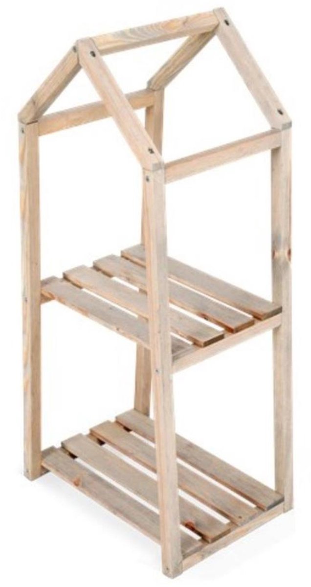 Budgetland plantenrek houten etagère 2 lagen 76 cm multicolor plantentafel.