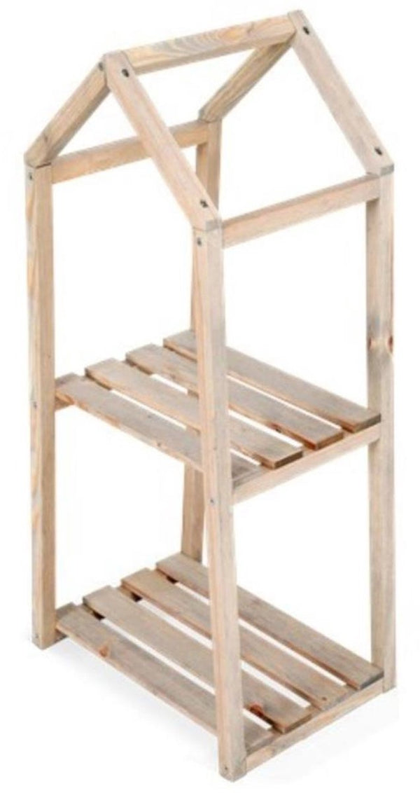 Budgetland plantenrek houten etagère 2 lagen 76 cm multicolor plantentafel.