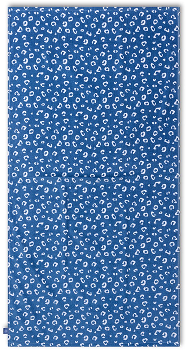 Swim essentials - strandlaken - 180 x 90 cm - handdoek - luipaardprint - sneldrogend microvezel - blauw