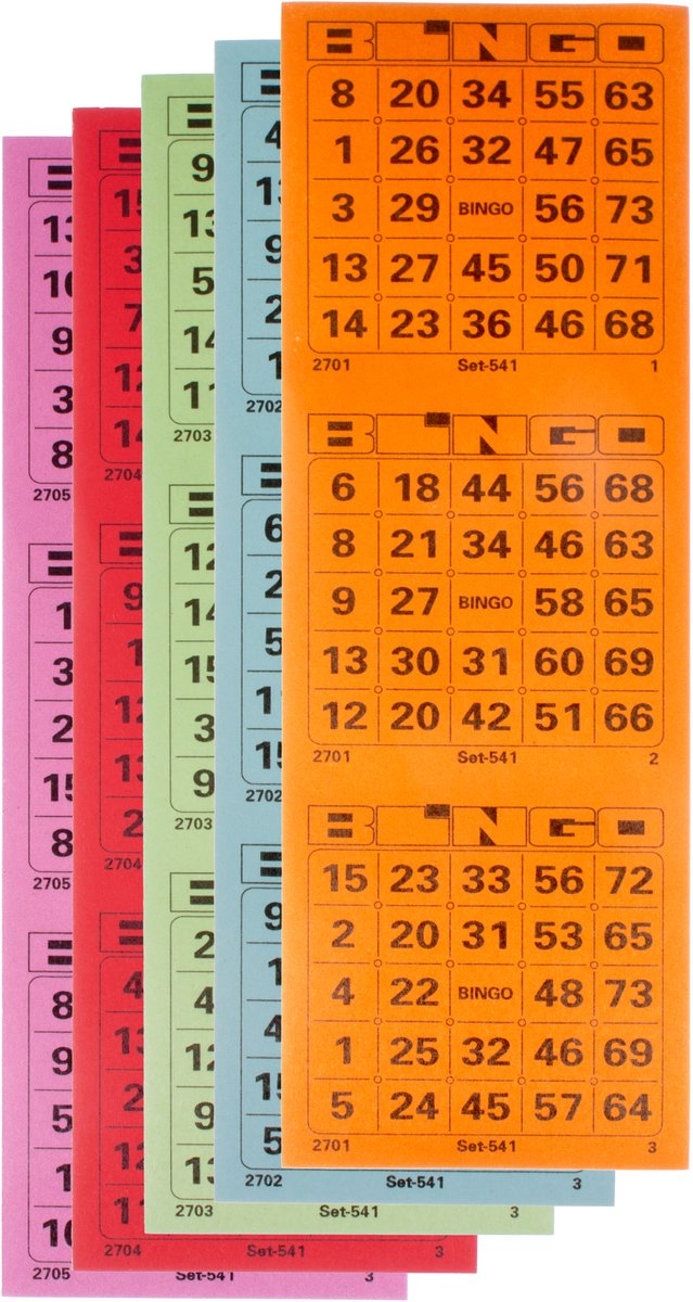 Kangaro bingokaarten - 5 blokken - assorti kleuren - k-701130