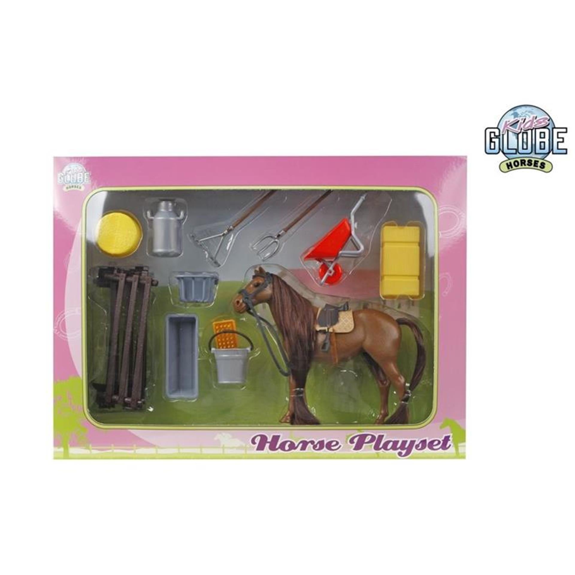 Kids globe speelset met paard 13cm