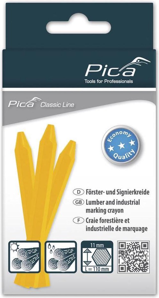 Pica 591 44 markeerkrijt eco - 11x110mm - 12 stuks - geel
