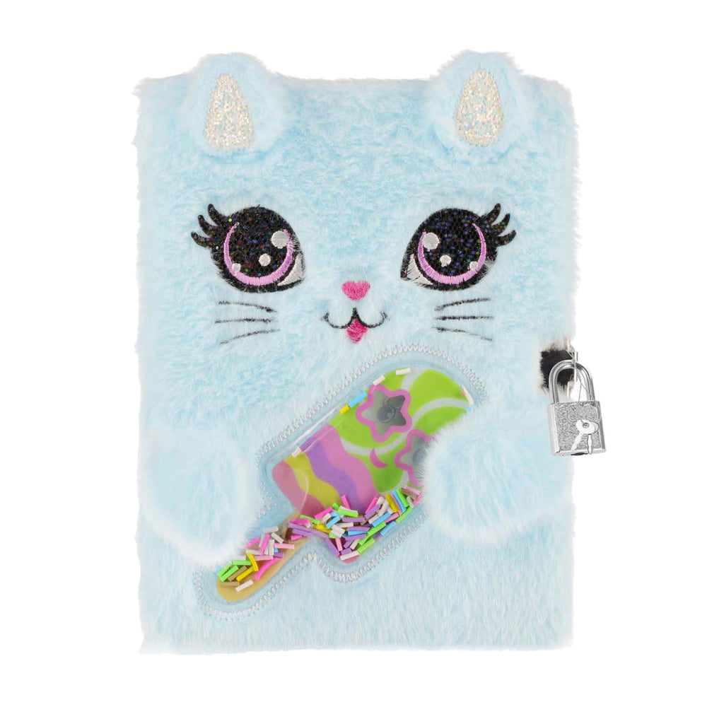 Imp pluche dagboek kat met slot, a5