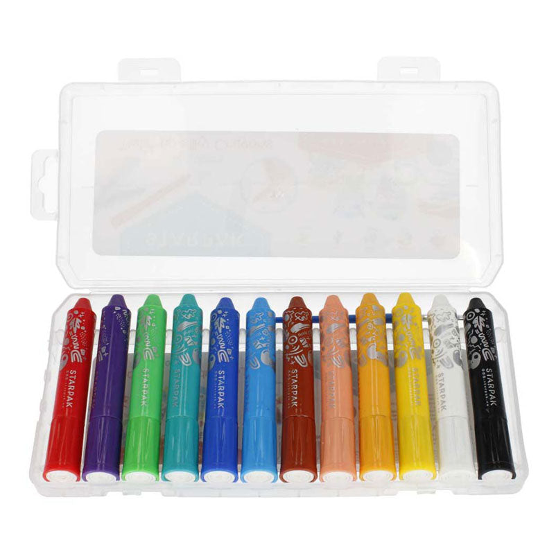 Draaibare zijdezachte krijtjes, 12 kleuren
