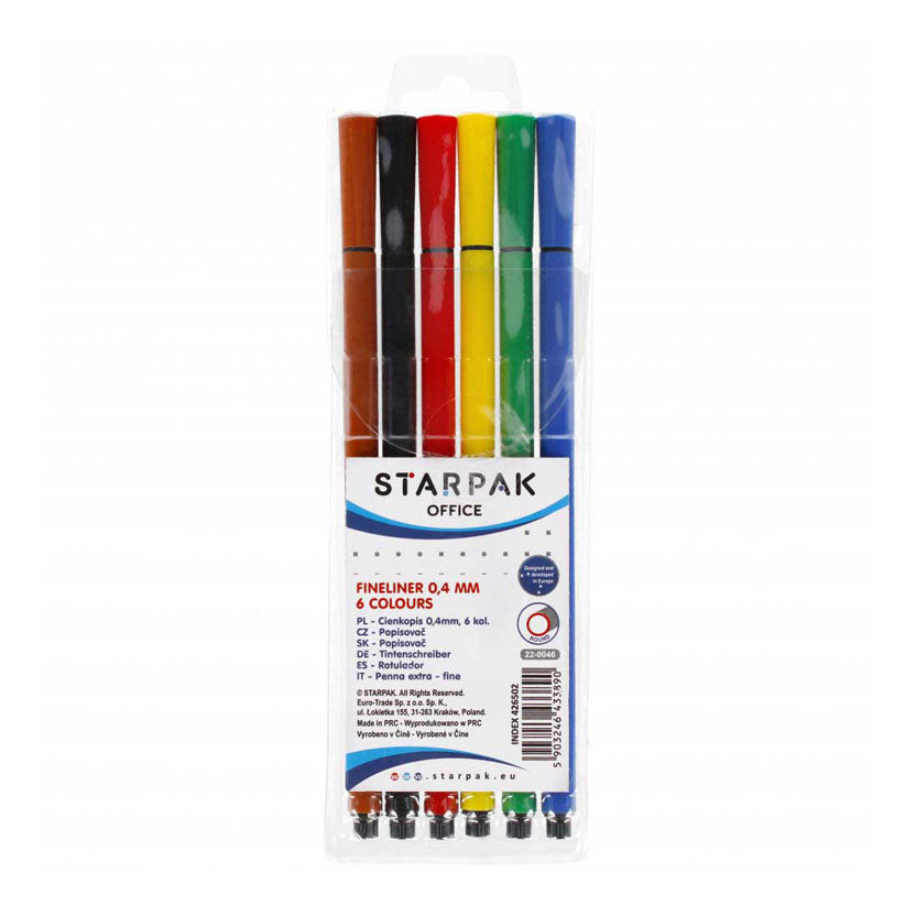 Fineliner rond 0,4mm, 6st.