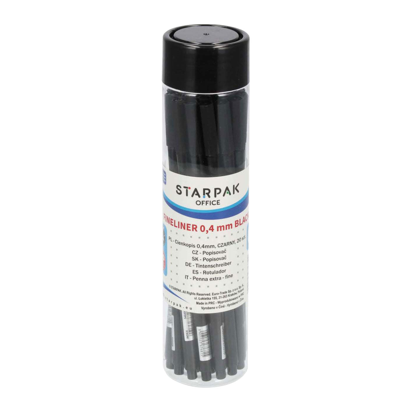 Fineliner rond 0,4 zwart, 20st.