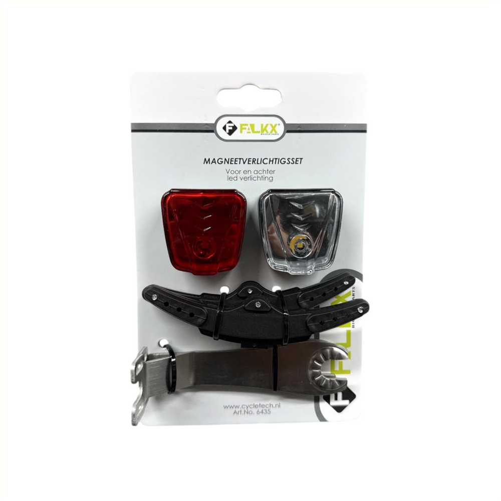 FALKX magneet verlicthing. Set voor en achter. 0,5W led (hangverpakking)