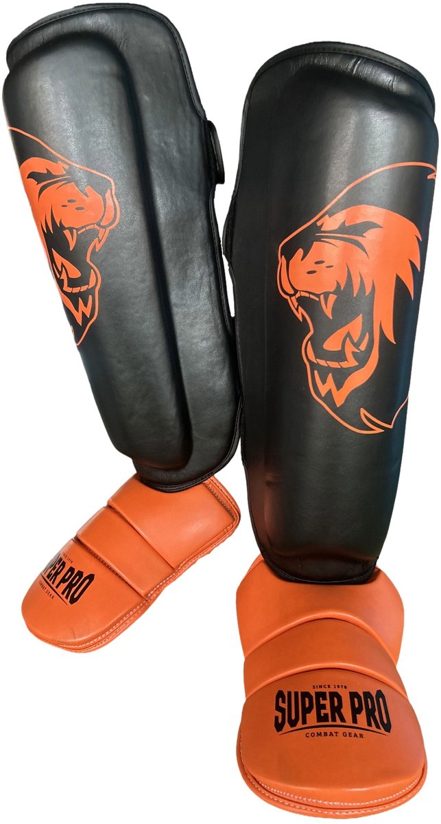 Super pro combat gear scheenbeschermer nations holland pu zwart - oranje l