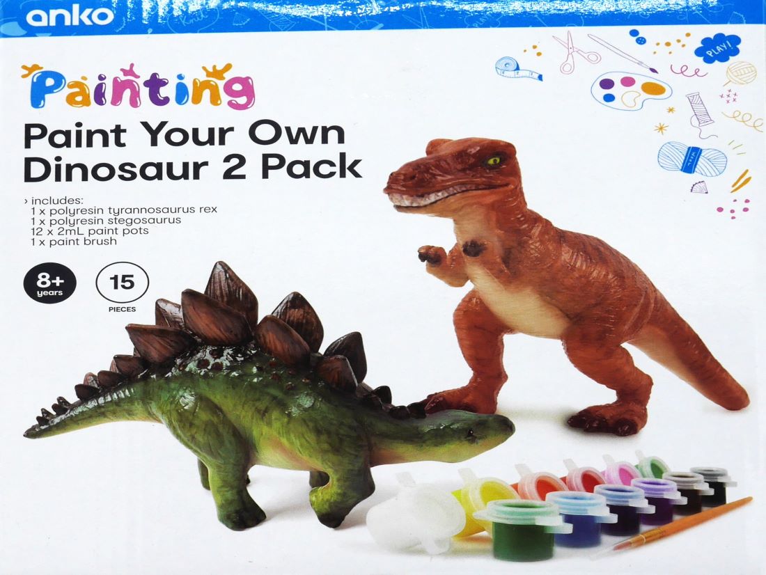 2 dinosaurussen om tyrannosaurus rex en stegosaurus te schilderen