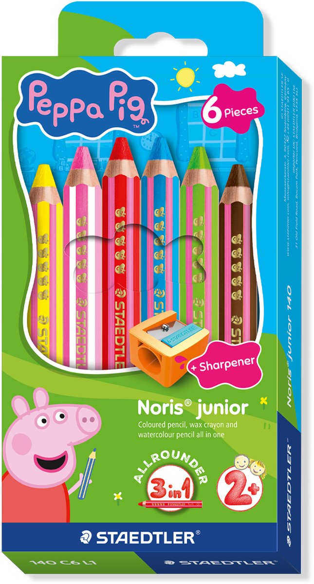 Staedtler peppa pig x noris junior 3-in-1 kleurpotlood - set 6 st