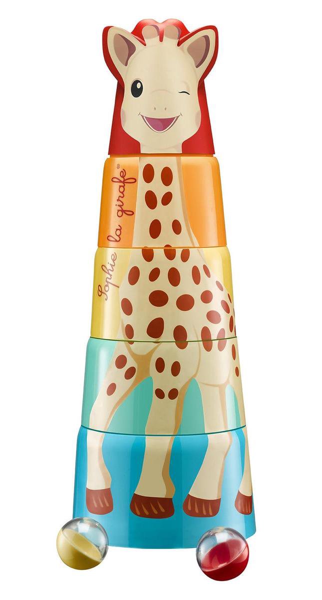 Sophie de giraf reuze stapeltoren - kinderspeelgoed - kraamcadeau - babyshower cadeau - vanaf 10 maanden - tot 56 cm hoog - 5-delig