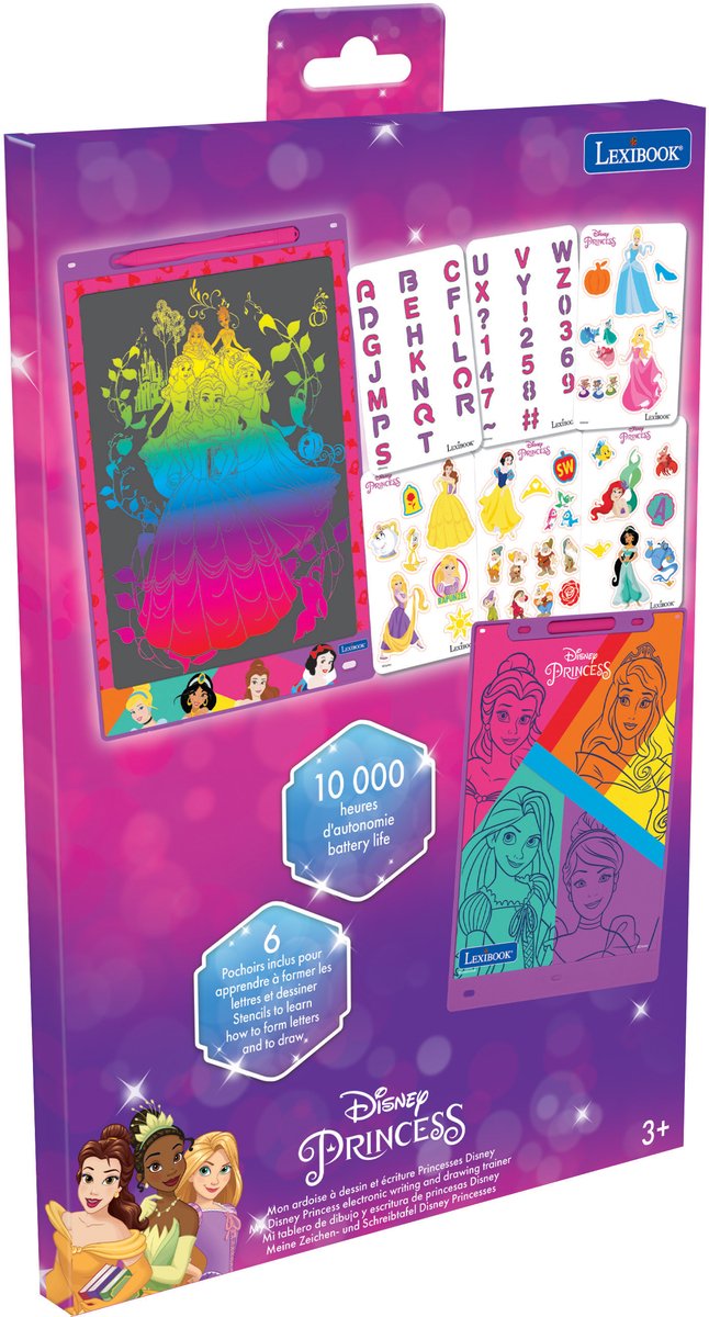Lexibook disney prinses 11’’ meerkleurige leer- en teken-e-ink-tablet met sjablonen