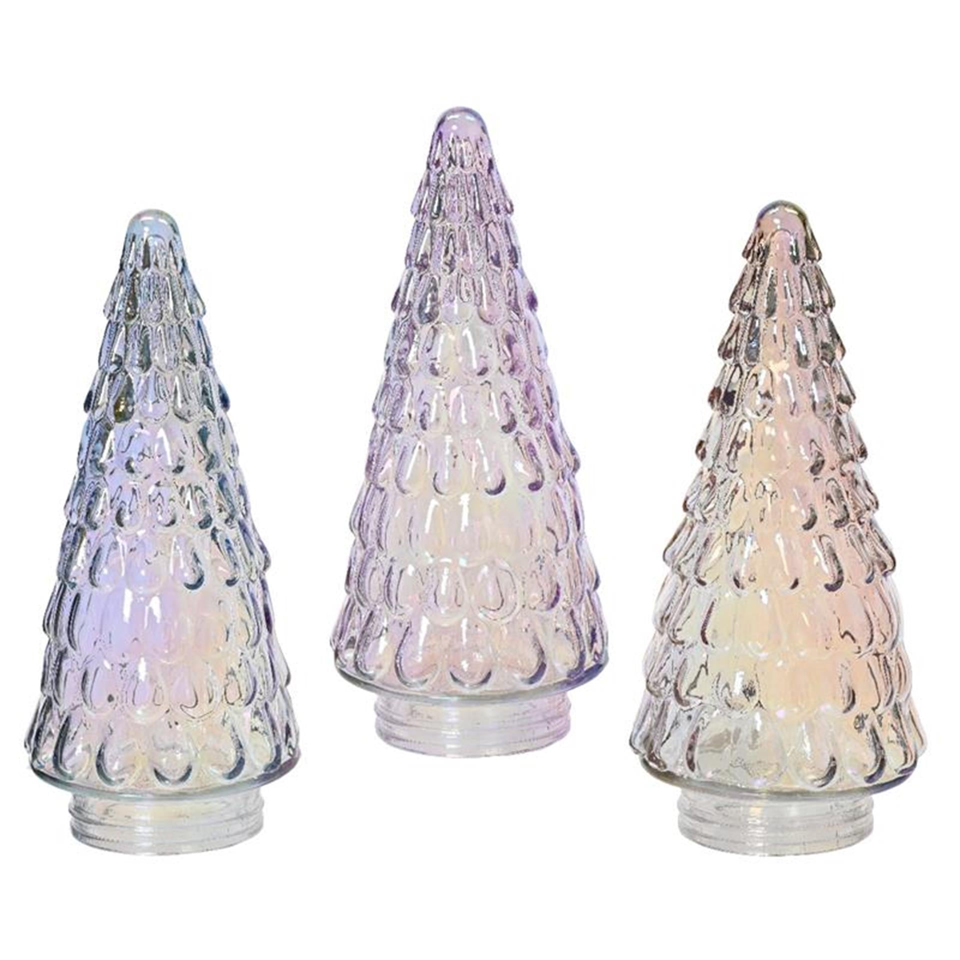 Decoris beeld kerstboom glas iriserend 23cm