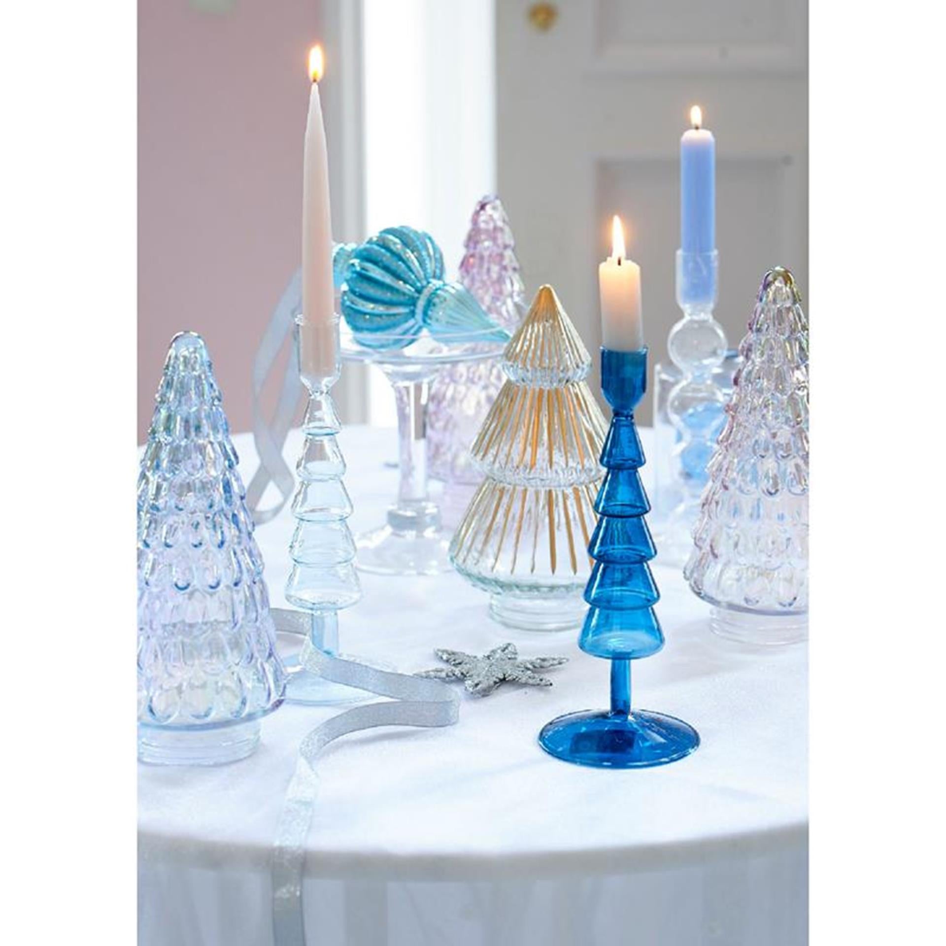 Decoris beeld kerstboom glas iriserend 23cm