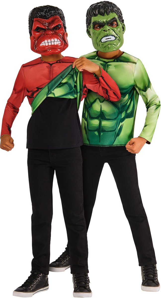 Rubies reversible hulk kinder kostuum 3-delig maat 98-104