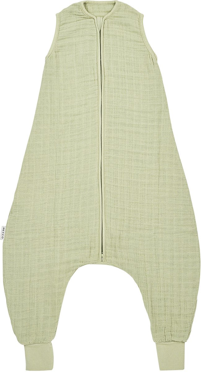Meyco baby uni baby zomer slaapoverall jumper - pre-washed hydrofiel - soft olive - 80cm - 0.5 tog