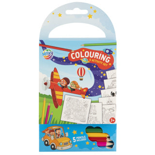 Creatieve knutselgroep kleur- en activiteitenset blauw met 5 kleurpotloden