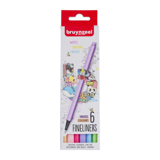 Bruynzeel finelinerset pastel 6 kleuren