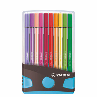 Stabilo viltstift pen 68 colorparade antraciet blauw box a 20 stuks
