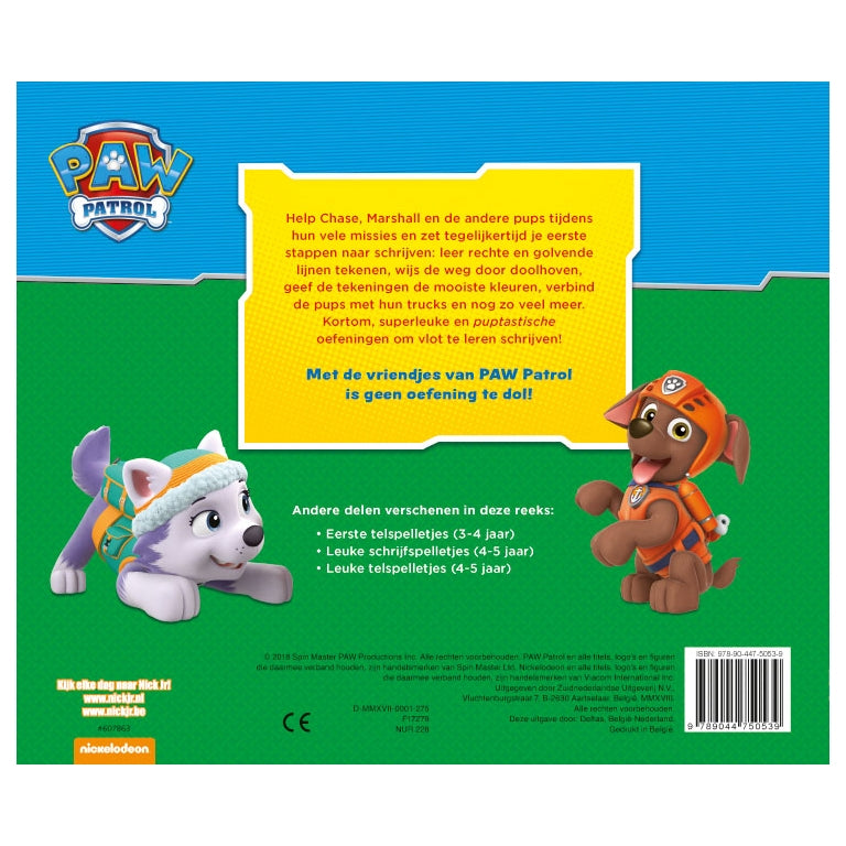 Deltas Paw Patrol - eerste schrijfspelletjes (3-4 jaar)