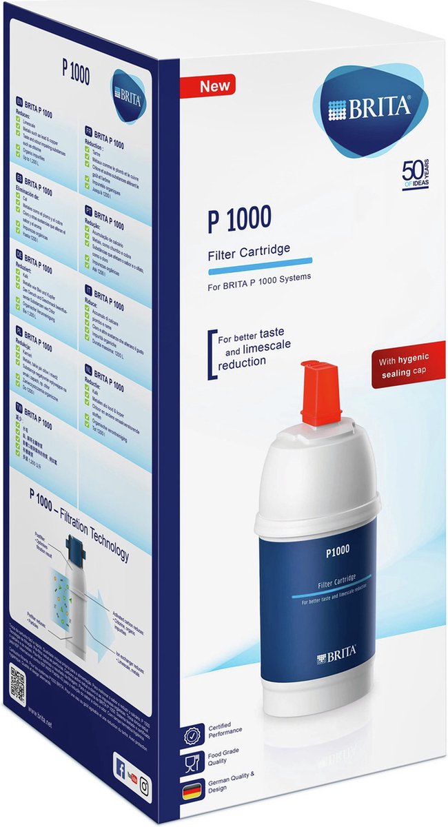 Brita p1000 waterfilter - filterpatroon voor mypure p1 - 1200l gefilterd water