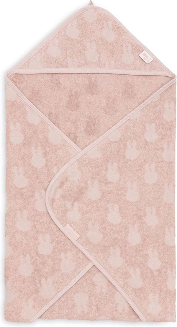 Jollein x nijntje - badcape badstof 75x75cm - baby handdoek met badcape, omslagdoek, badponcho miffy jacquard - wild rose