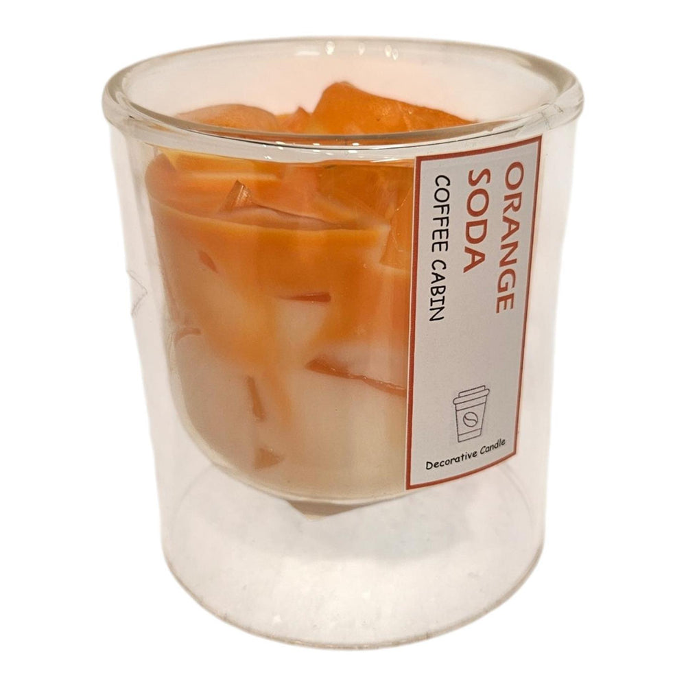 Mansion atmosphere geurkaars in glas orange soda wit oranje 7,4x8,4cm