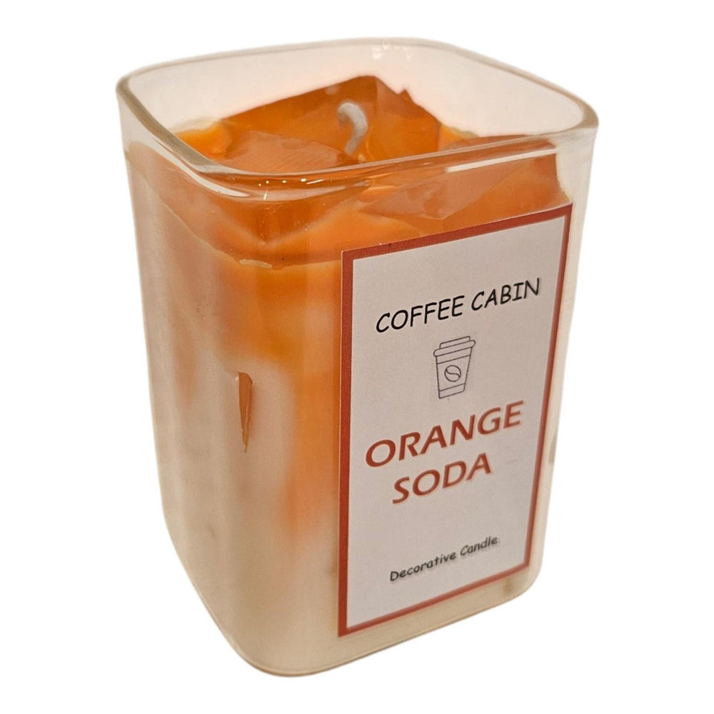 Mansion atmosphere geurkaars in glas orange soda wit oranje 6x8cm
