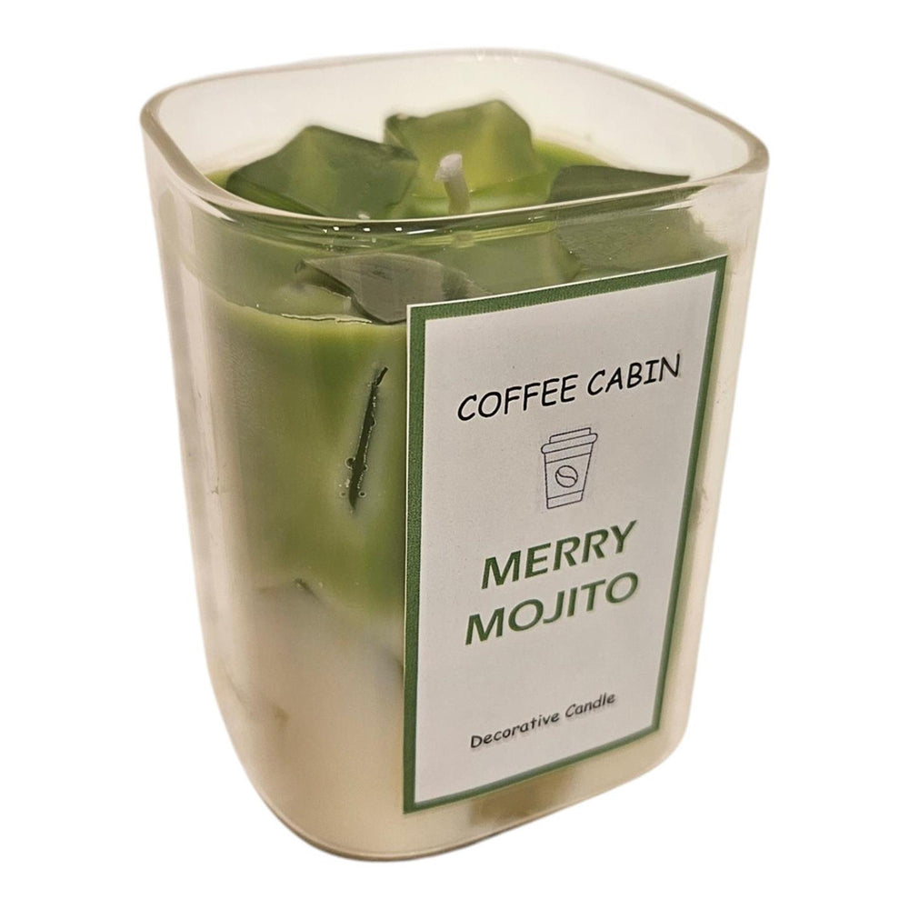 Mansion atmosphere geurkaars in glas merry mojito wit groen 6x8cm